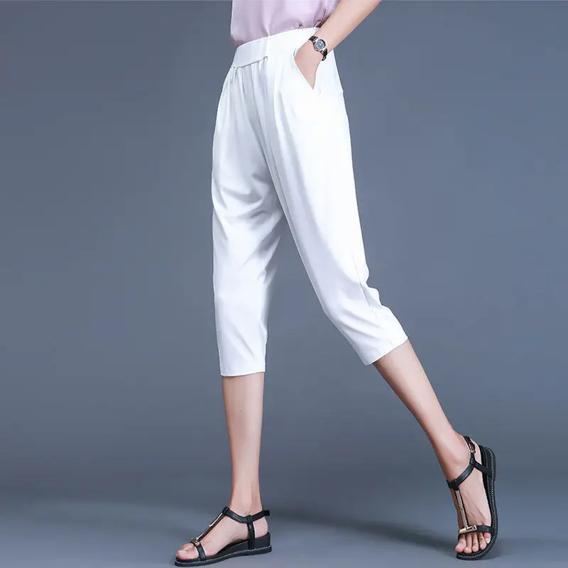 

Spring and summer new Capris children's Shorts Black Large Size fattening loose thin Korean casual Harem Pants