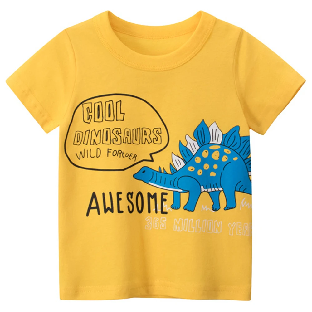 

T-shirts for Boys Dinosaur Print Cotton Baby Kids Children Cartoon Short Sleeves Summer Clothing Print TeeToddler O-Neck