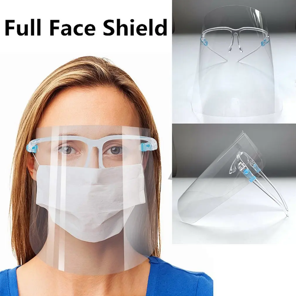 

Drop Shipping 1 box Full Face Shield glasses frame protective mask wear glasses anti-fog anti-splash mask Face mask