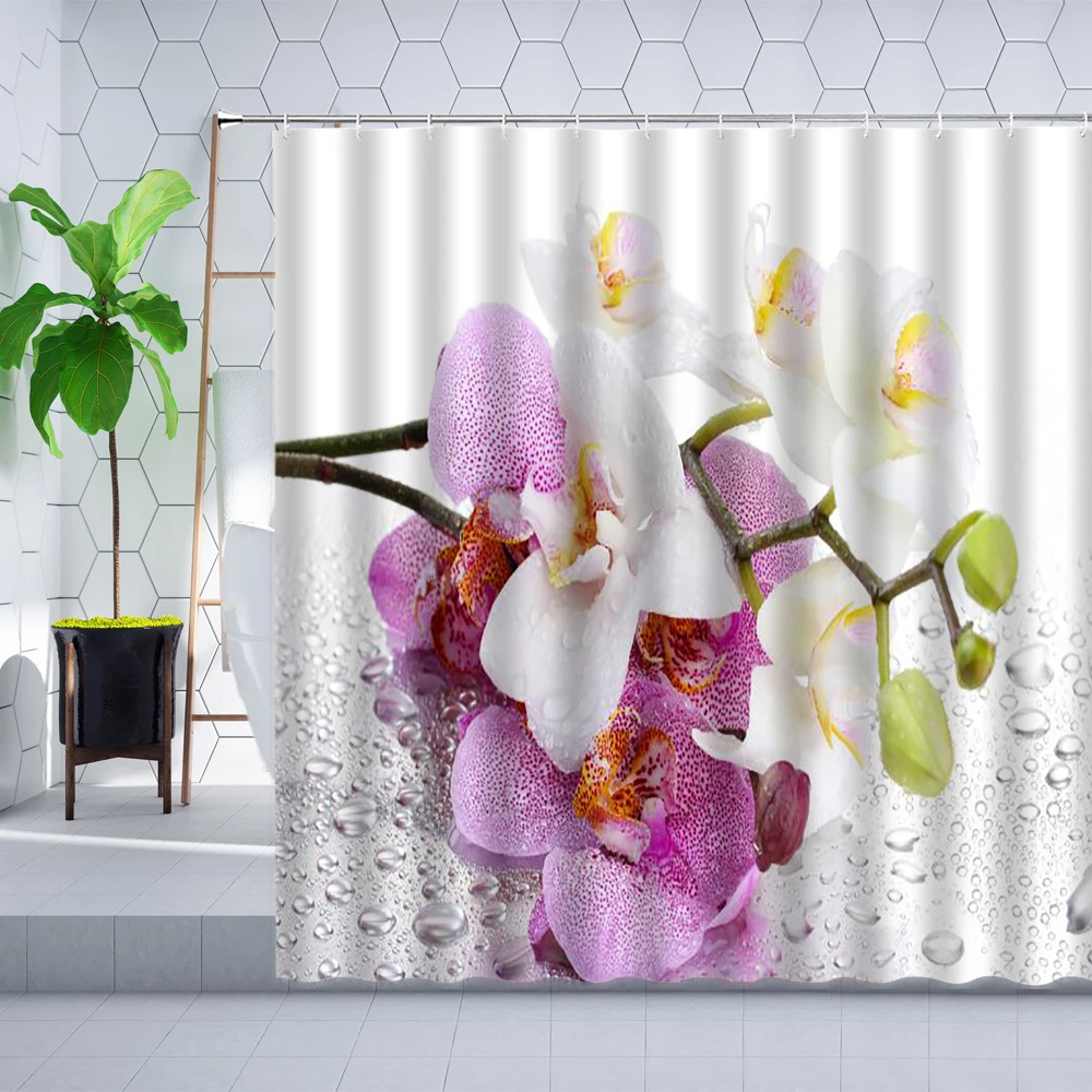 Цветок Белой Орхидеи занавеска для душа фаленопсис Цвет Красивые цветочные