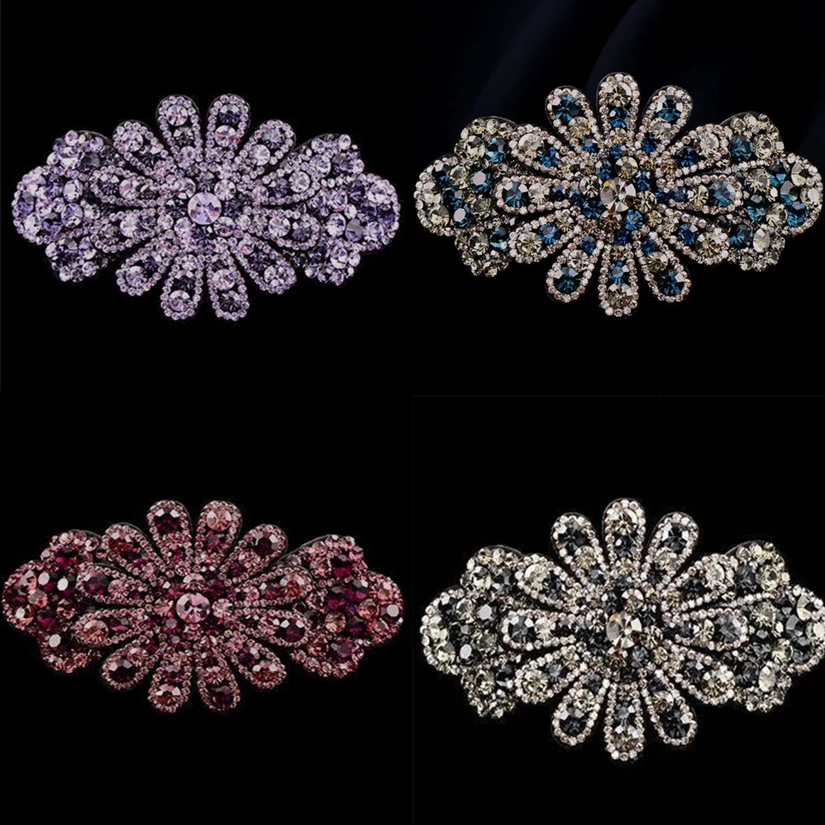 

Fashion Women Crystal Rhinestone Beaded Petal Barrette Hair Clip Hairpin Elegant