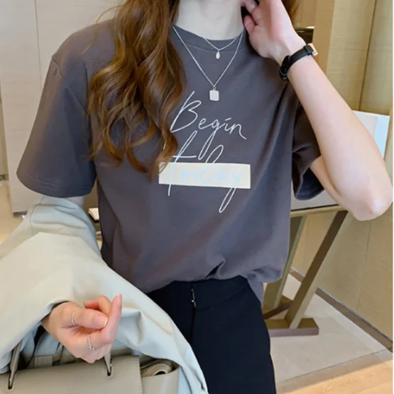 Футболка женская с круглым вырезом Свободный Повседневный мягкий пуловер из