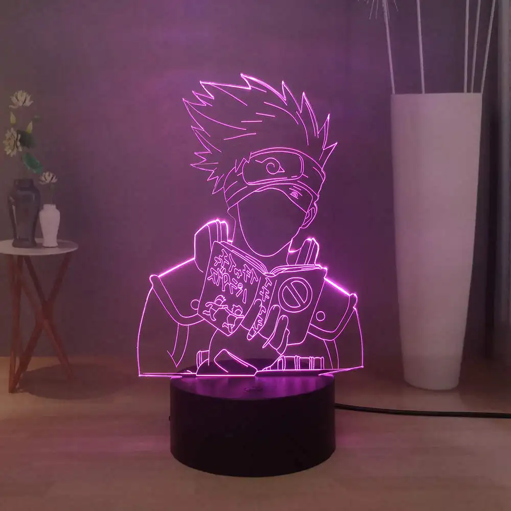 Наруто настольная лампа Какаши книга USB сенсорный светодиодный ночник цветная