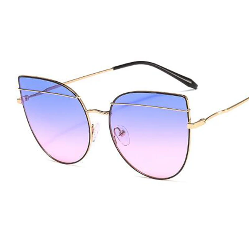 Женские солнцезащитные очки кошачий глаз с металлической оправой - купить по