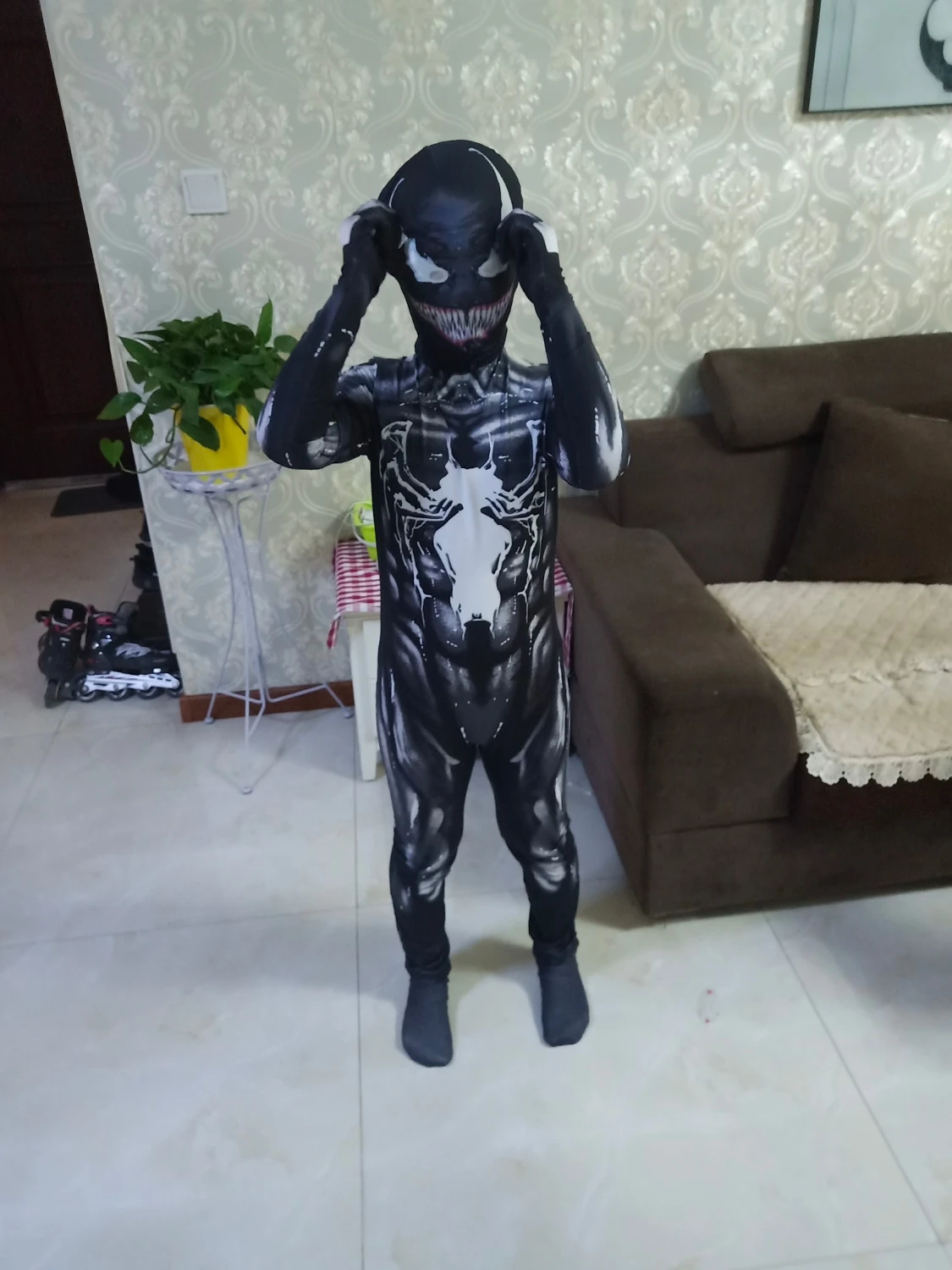 Новый симбиан Человек паук костюм Venom Детский Комплект Комбинезон Маска для