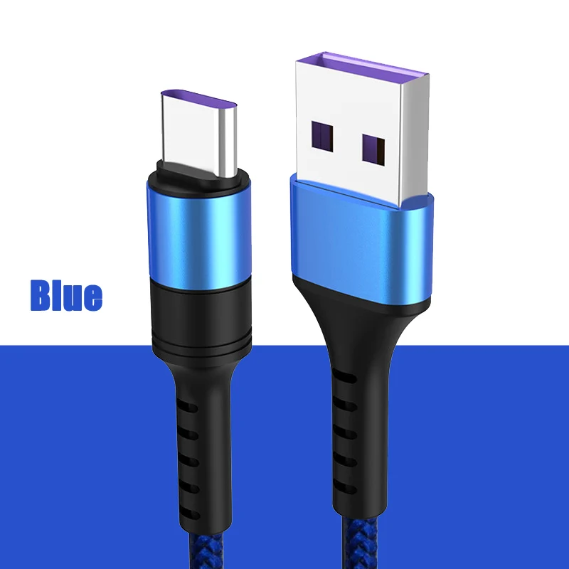 Nylon Blue Supercharge usb type C кабель для huawei P30 P20 Lite Xiaomi Mi 9 Quick Charge 3,0 usb type C зарядный кабель для samsung S8 S10 9 - Цвет: Nylon Blue