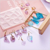 2021 new hot love earring silicone mold handmade diy geometry leaf pendant necklace epoxy mold women jewelry accessories