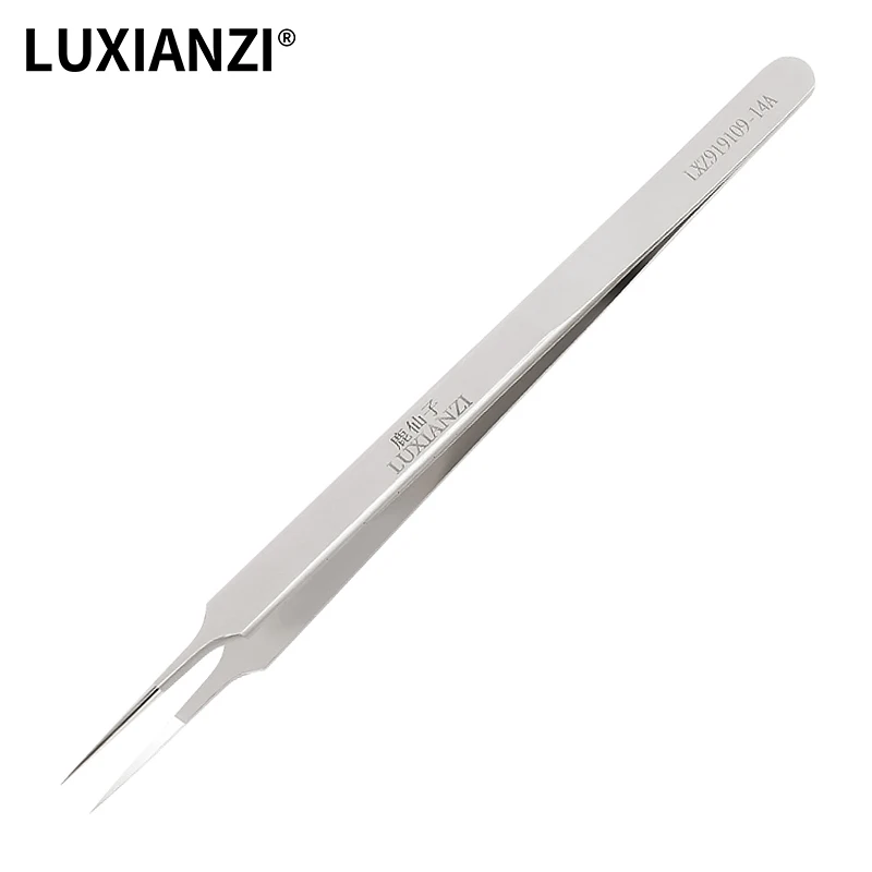 LUXIANZI Ultra Thin Stainless Steel Tweezers for Fingerprint Flying Line Precision Industrial Tweezers Straight/Curved Hand Tool