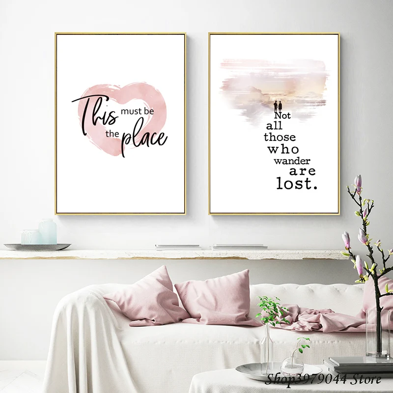 Это должно быть место холст художественный постер розовое сердце печать