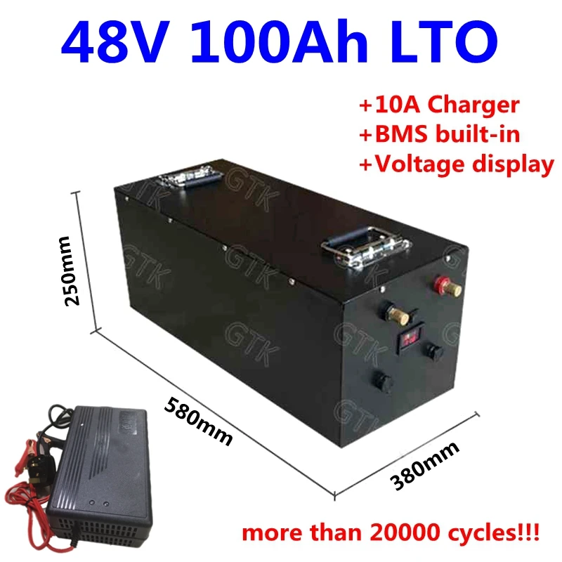 48V 100AH LTO перезаряжаемый 48V 100Ah 80Ah литиевый титановый Аккумулятор для 7000W RV EV autocaravans Солнечная система+ 10А зарядное устройство
