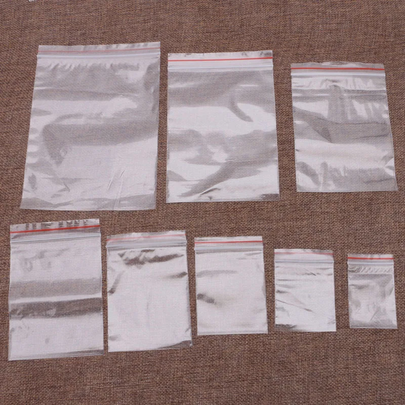 

8 Sizes Clear Grip Self Press Seal Resealable Zip Lock Plastic Bags 100PCS LXAC