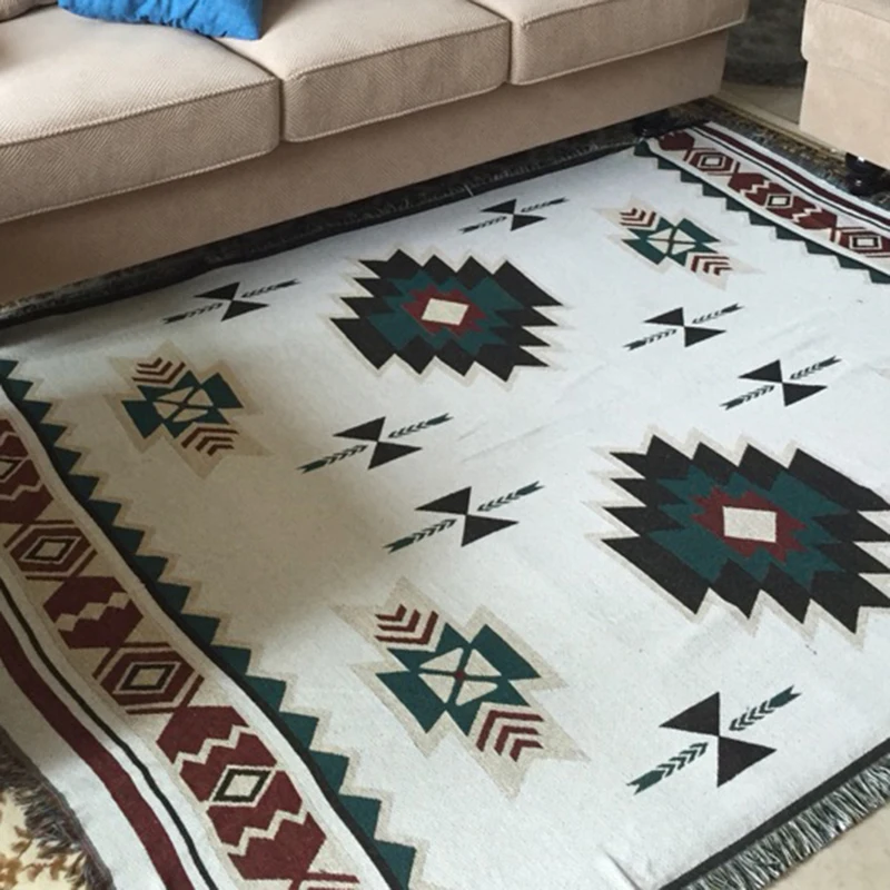 Нордический модерн геометрический джаккардовый плед с бахромой, мягкое покрывало для дивана, вязаное на диване/кровати/путешествия, домашний текстиль.