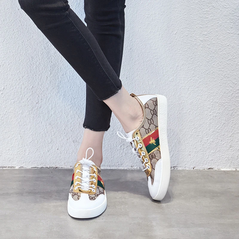 

2021 New Summer Women Brand Luxury Embroidered Bee Sneakers Skateboarding Light Unisex Black Comfort Mirrors Shoes Deporte