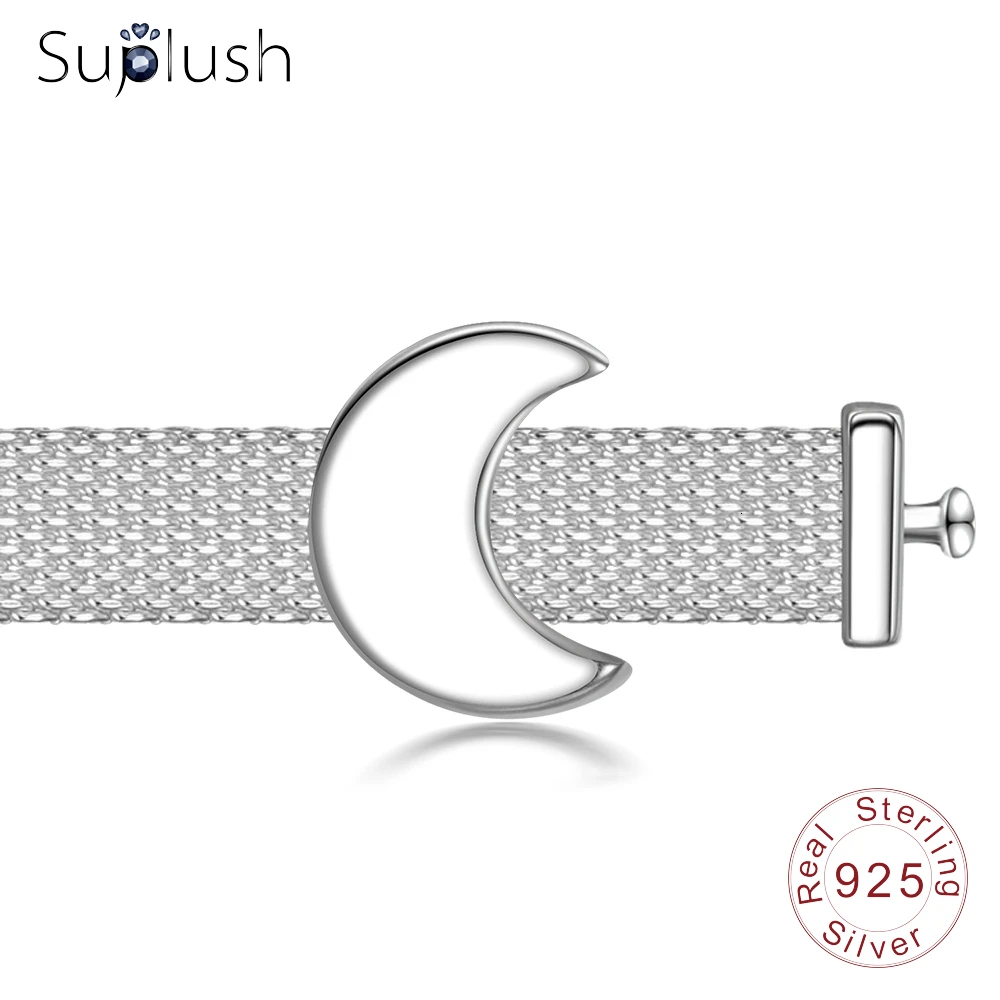 Suplush 925 пробы серебряный шарм полумесяц зажим подходит для оригинала браслет