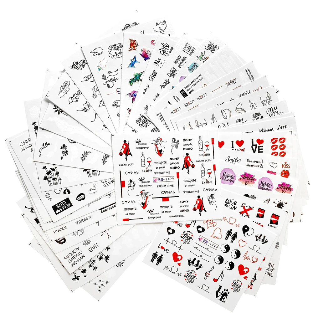33 шт. водные наклейки для ногтей набор Русские слова сексуальный женский дизайн