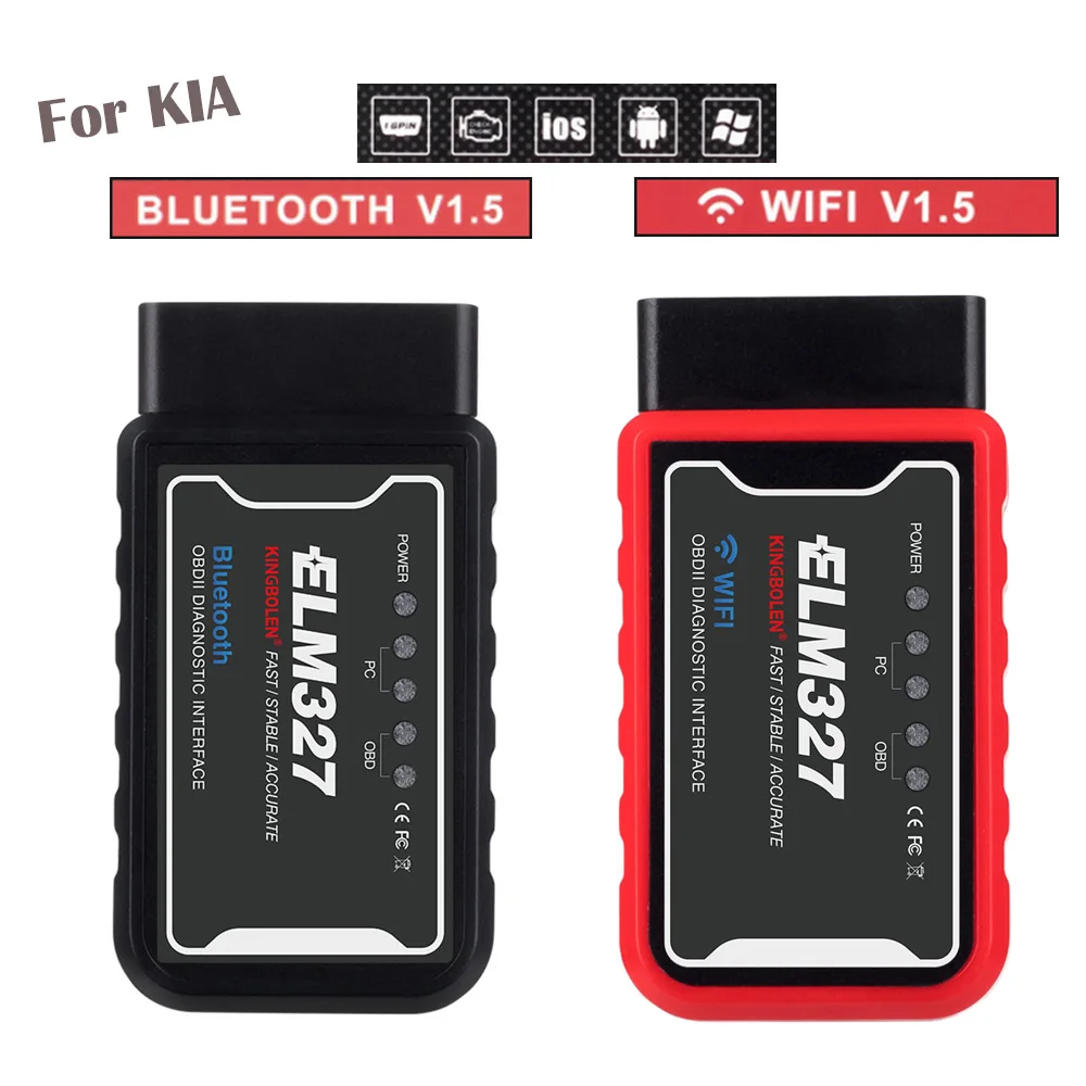 Wi Fi Bluetooth ELM327 OBD2 сканер для Kia K5 KX5 K3 RIO Stinger Soul Ceed K9 KX3 SPORTAGE V1.5 PIC25K80 OBD II
