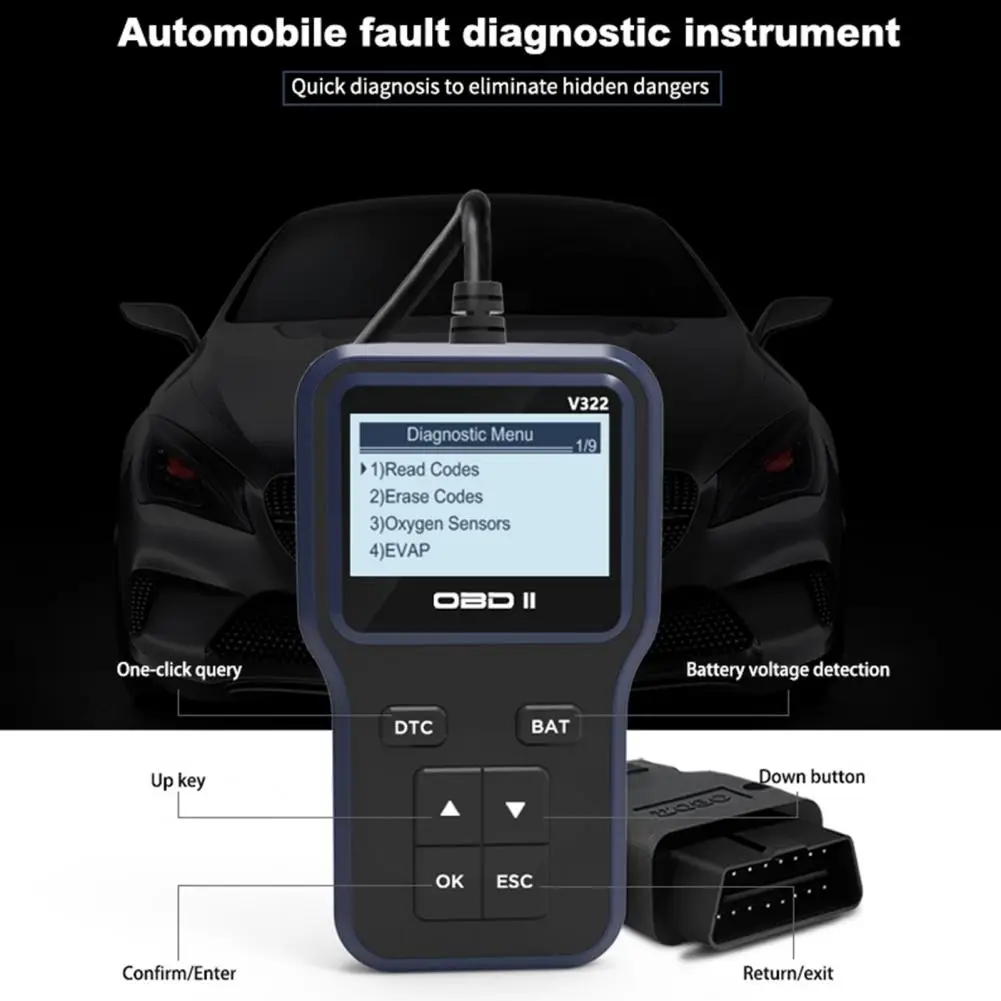 V322 Diagnostic Tool Universal Fault Query Portable Oxygen Sensor Test Engine OBD Code Reader for Car | Автомобили и мотоциклы