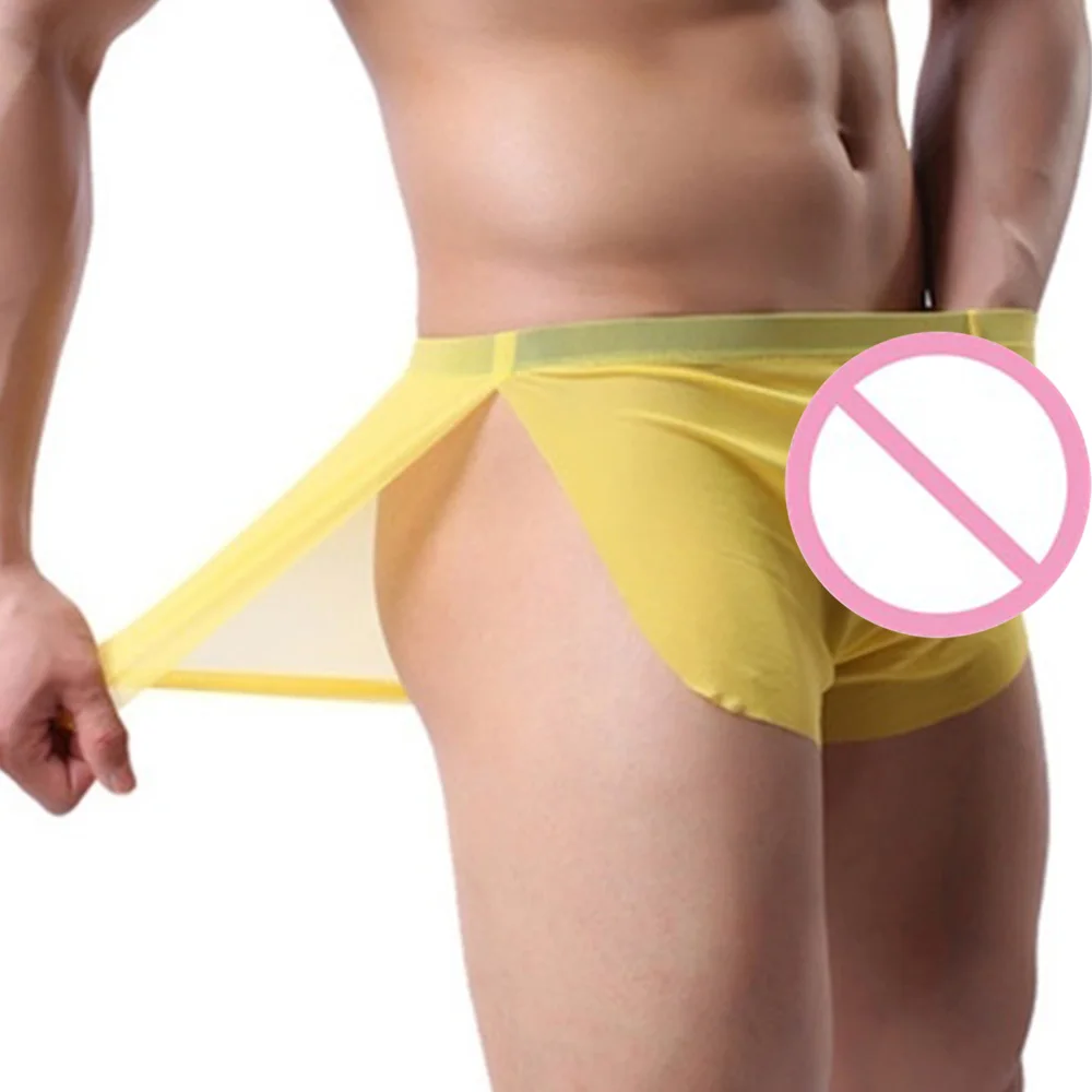 Сексуальные ультратонкие спальные штаны мужские Спальные трусы с разрезом сбоку