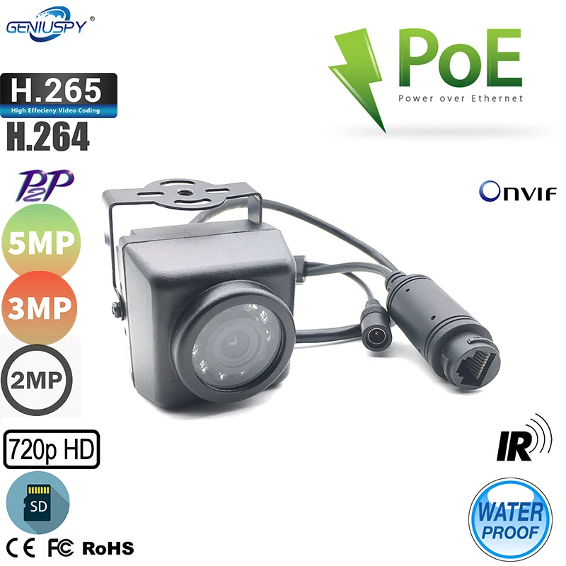 Geniuspy 720P 960P 1080P 3MP 5MP Открытый водонепроницаемый ночного видения микро ИК Poe IP