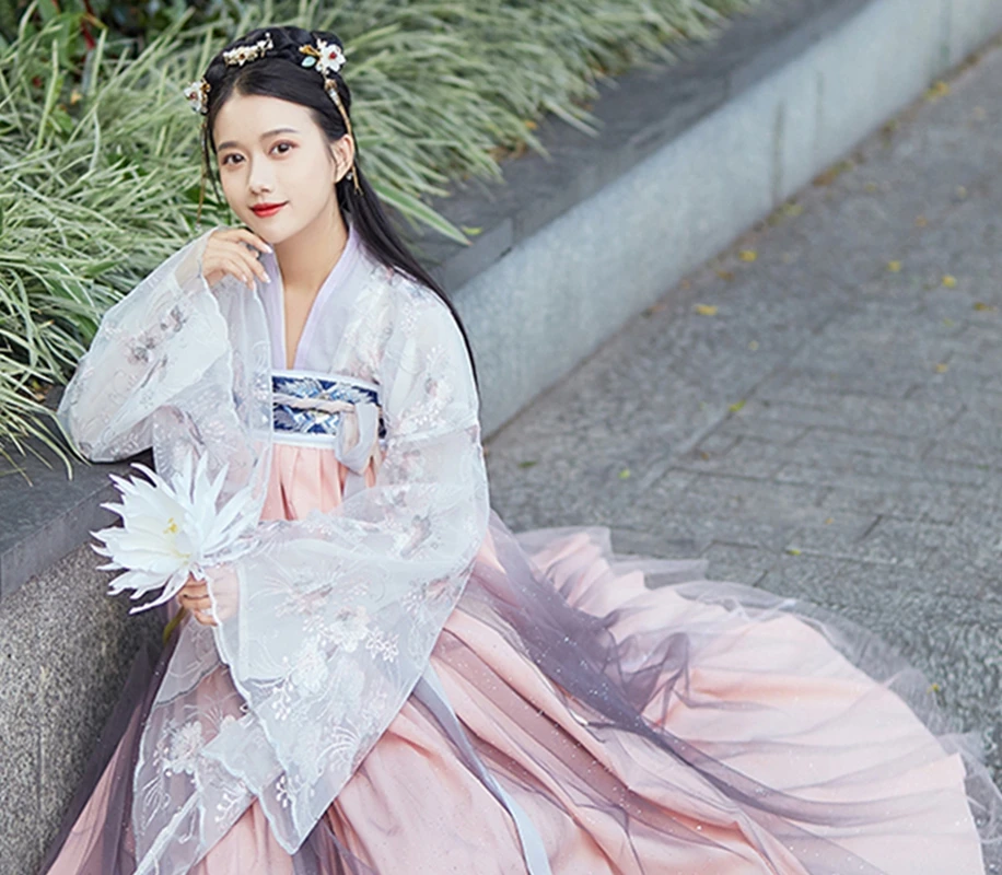 Цветочный Бог фу ханьфу Женская китайская сказочная Униформа Hanfu для студентов