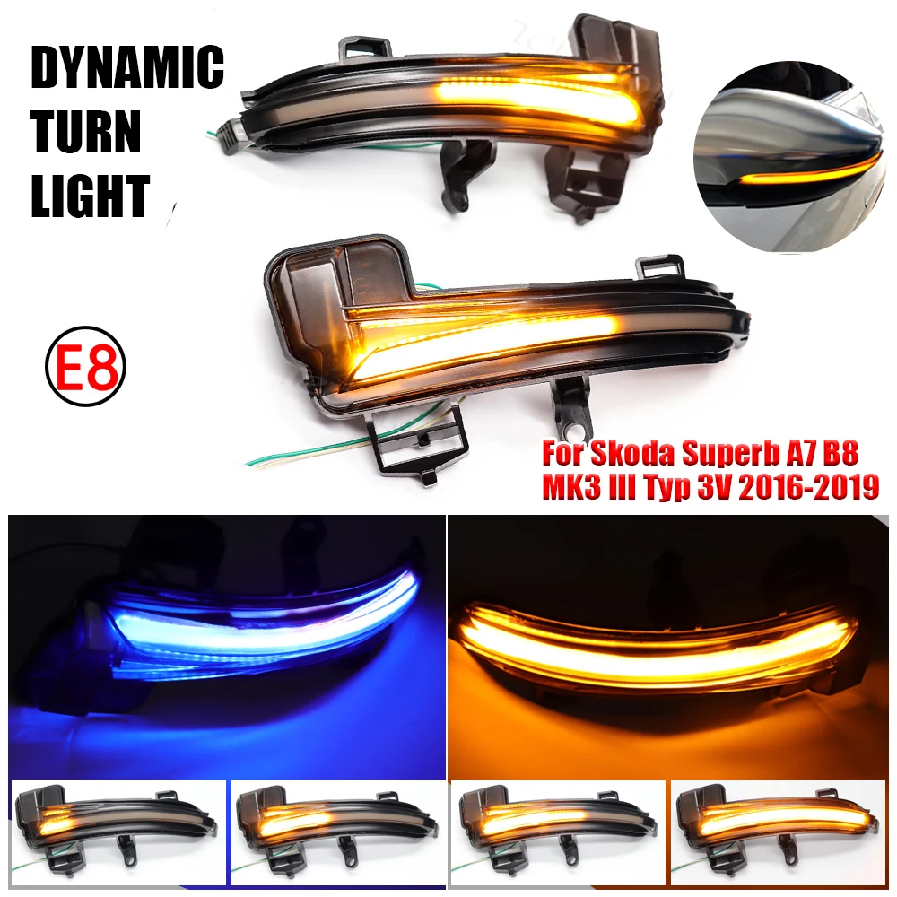 

For Skoda Superb A7 B8 MK3 III Typ 3V 2016 2017 2018 2019 Dynamic Turn Signal Lights Side Wing Rearview Mirror Car Accessories