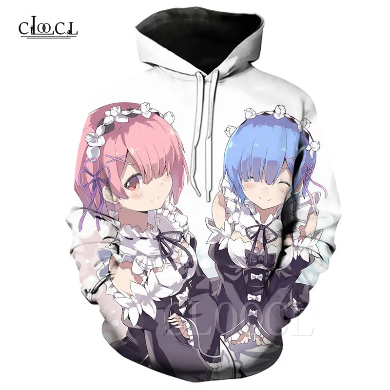 Толстовка с капюшоном для мужчин и женщин милый пуловер 3D принтом Re:Zero Hajimeru Isekai