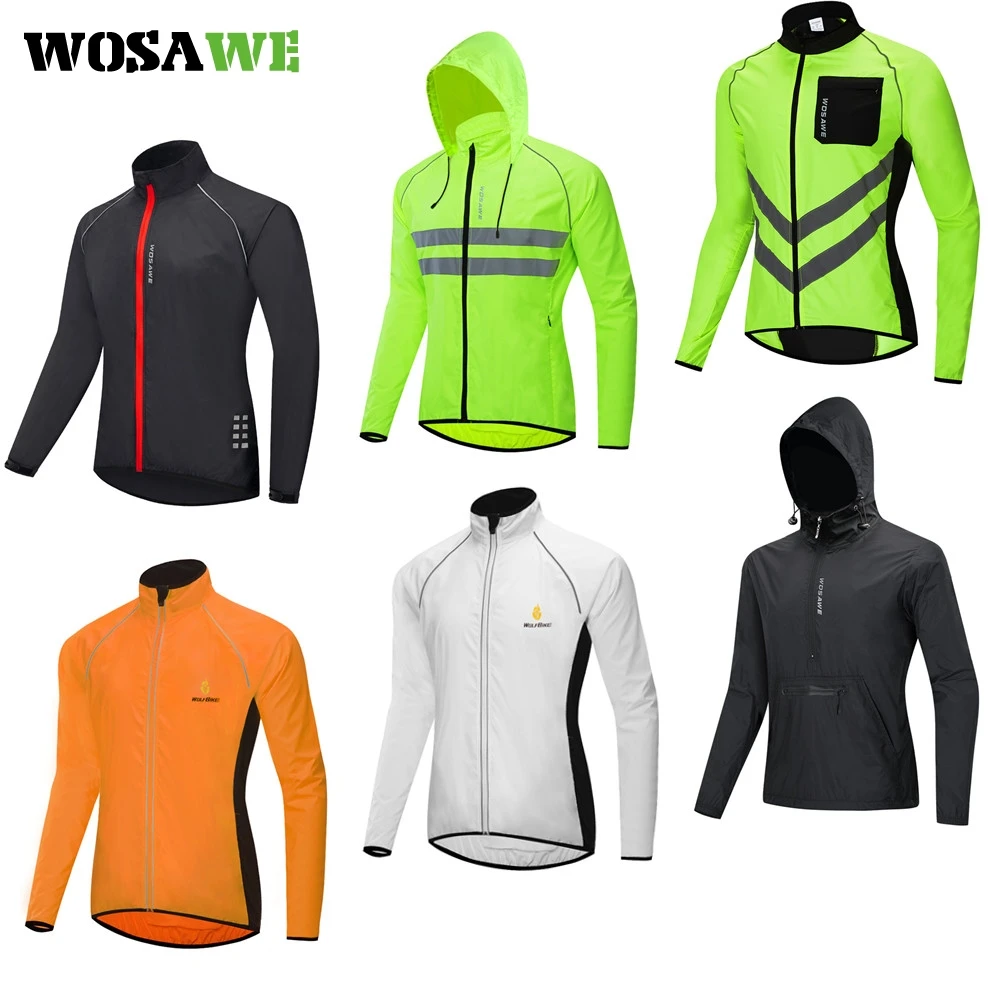 WOSAWE Мужские ветрозащитные куртки для велоспорта с капюшоном верховой езды