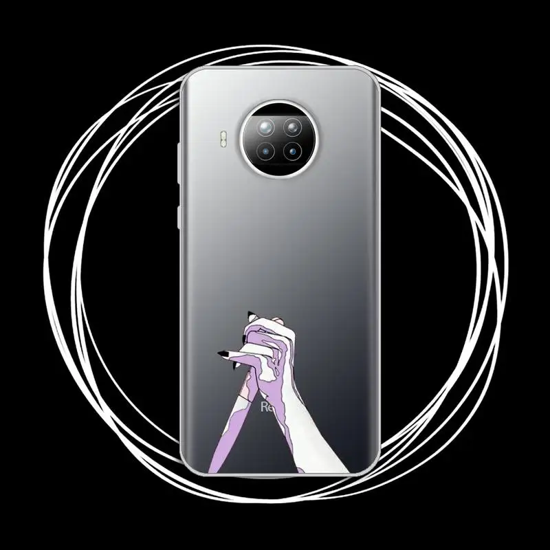 

Hand art daisy Love heart butterfly Phone Case Transparent for Xiaomi Redmi note 10 t 8 9 pro lite 11