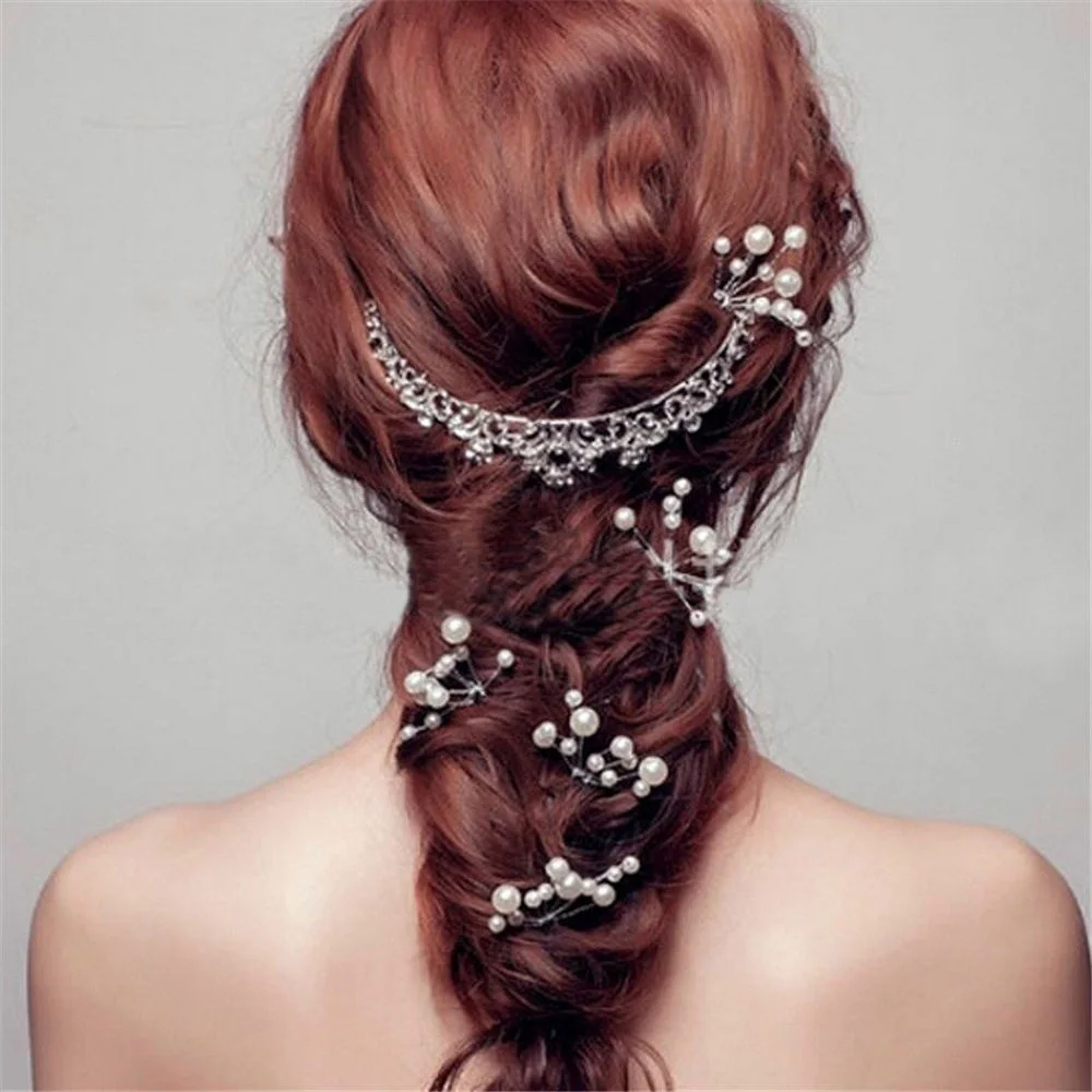 

Wedding Head Flower Pearl Hair Pins For Bridesmaid Hairpin Women Head Ornaments Bridal Hair Clips Accessories Jewelry