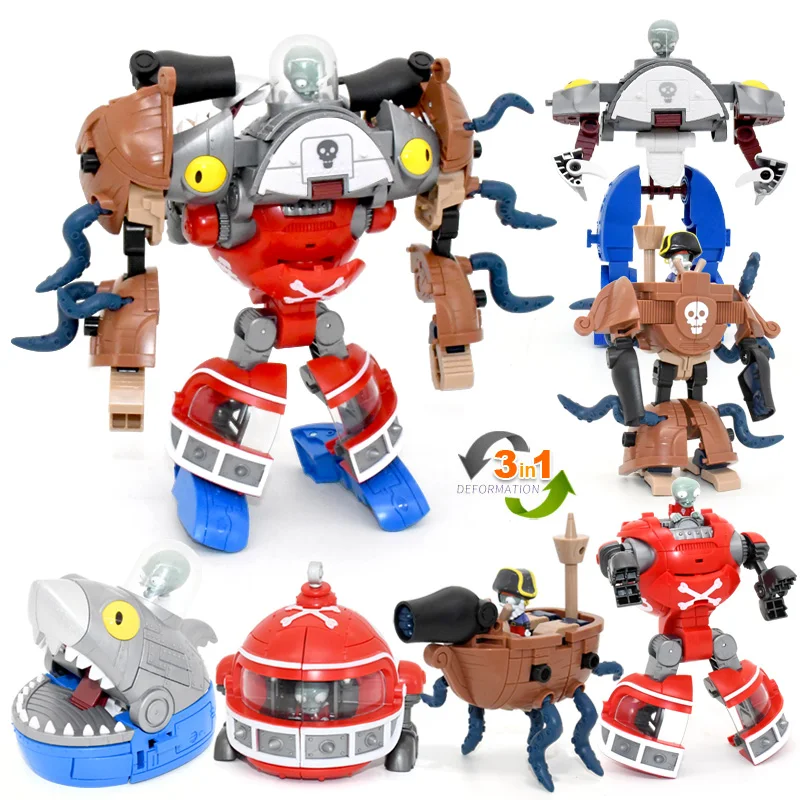 3 в 1 сборные деформационные Игрушки для мальчиков босс робот кукла PVZ зомби Акула