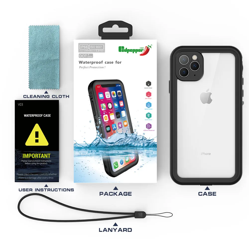 Redpepper IP68 водонепроницаемый чехол для Apple iPhone 12 Pro Max 11 XR под водой 3 м