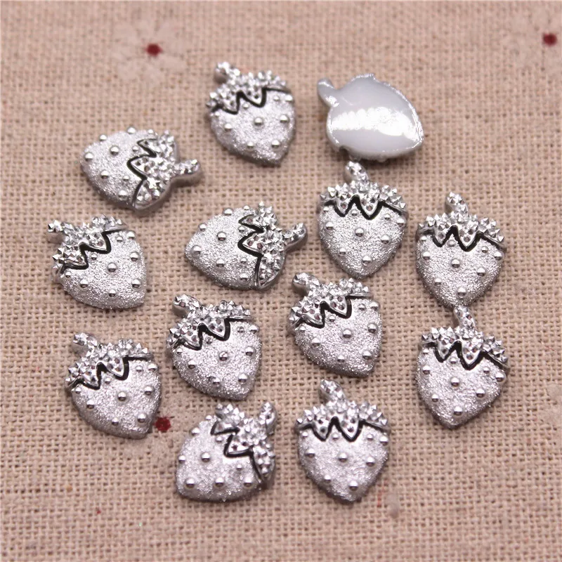 silver berry 100pcs 100 шт Блестящий серебряный/черный паук/утка/Клубничная Смола горный хрусталь Flatback Камень Кабошон DIY ремесло украшения аксессуары - Цвет: silver berry 100pcs