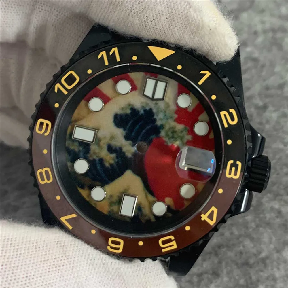 

Watch Parts For NH35 Black PVD Aluminum/Ceramic Bezel Watch Case Suitable For NH35 Automatic Movement