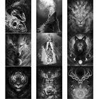 Алмазная картина, полная круглая дрель, черно-белая фантазия, животное, алмазная вышивка, домашняя декоративная Бриллиантовая мозаика, набор крестиков, подарок