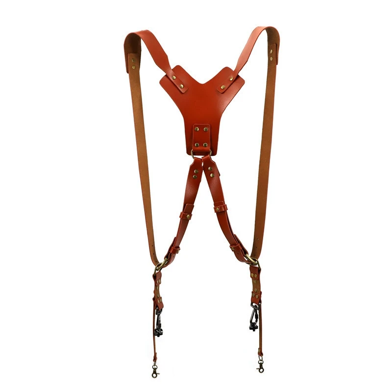 

NEW-Camera Shoulder Strap for 2 Cameras,Adjustable Dual Camera Handmade Retro Leather Strap for DSLR/SLR Camera Women/Men