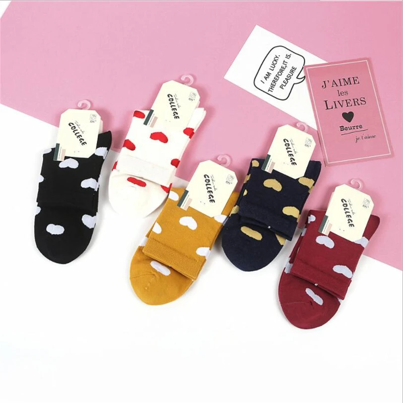 

5 Pairs Japanese School Girls Cotton Loose Striped Crew Socks Colorful Women Harajuku Skateboard Socks College Wind
