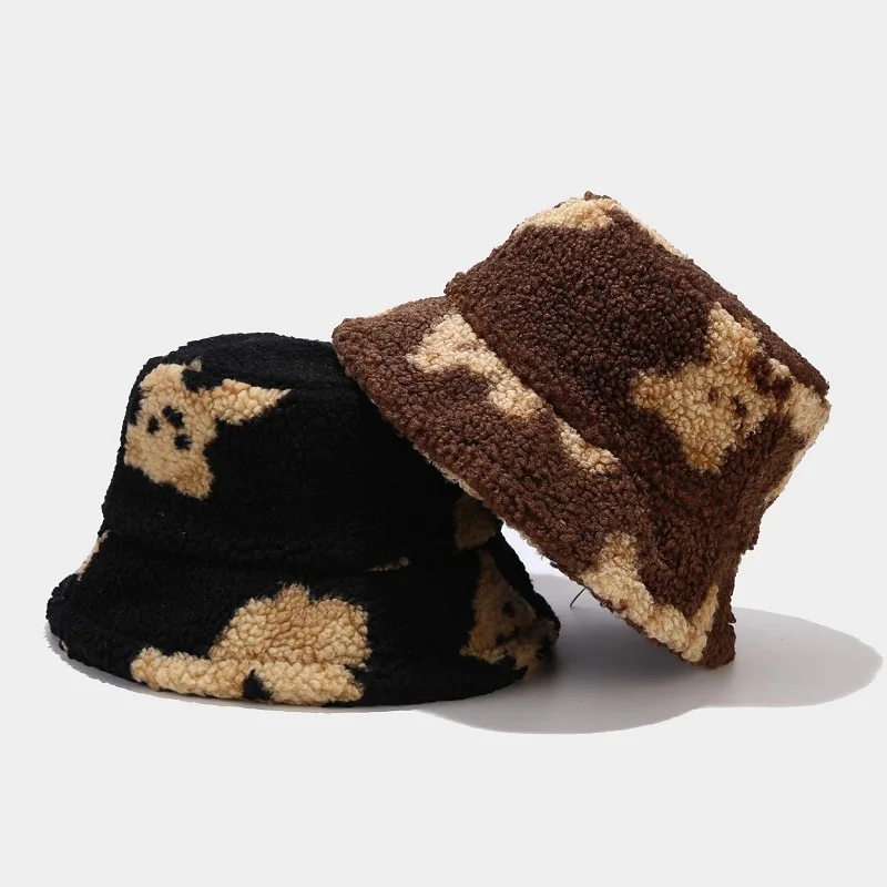 2021 Симпатичные пушистые женские шляпы с рисунком медведя женская теплая