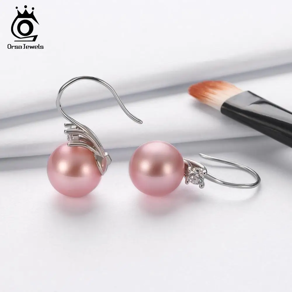 Женские серьги подвески из серебра 925 пробы с искусственным