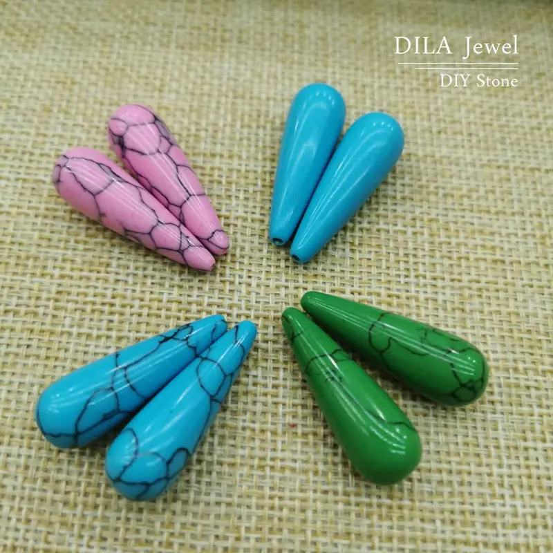 Оптовая продажа 2 шт./лот 10*30 мм круглые каплевидные бирюзовые голубые зеленые