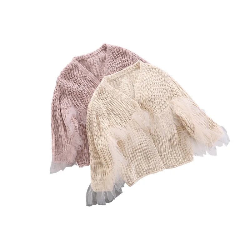 

Knit Baby Girls Coat Jacket Cardigan Kids Children Clothing Autumn Spring Sweaters Girl Coats Knitted Teenagge Clothes Pink Tops