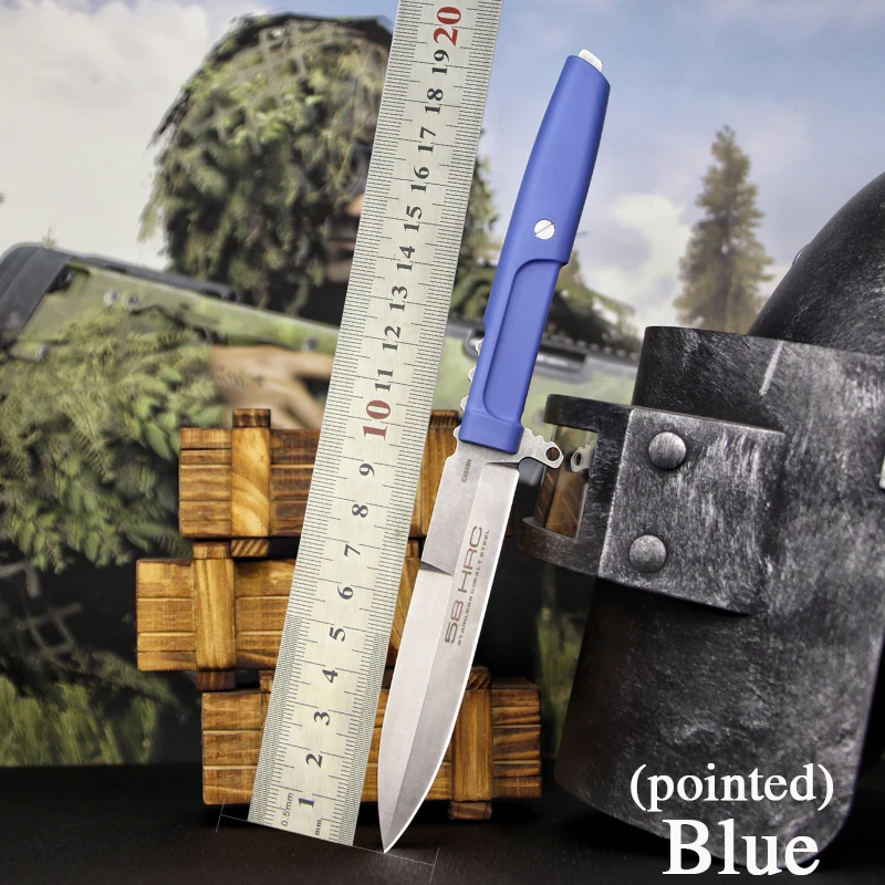 Blue(pointed) Экстрима соотношение EDC тактический нож D2 охотничий нож ножи для выживания Фиксированное Лезвие Открытый инструмент Острый Дайвинг Нож для, кемпинга, езды - Цвет: Blue(pointed)