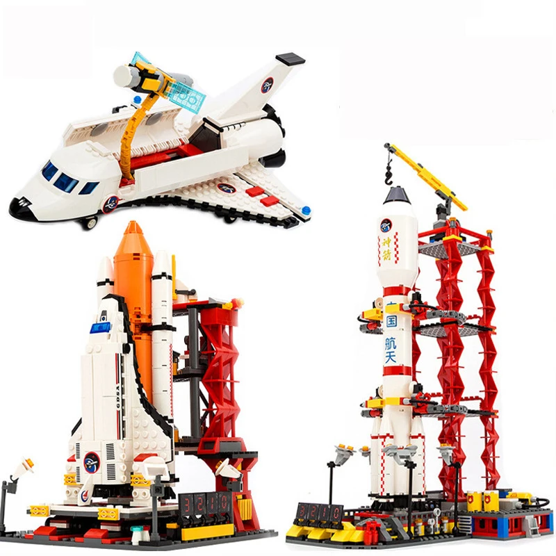 

City Spaceport Series Space Shuttle Launch Center Model Building Blocks Spaceship Figure Rocket Bricks Construction Toys For Kid