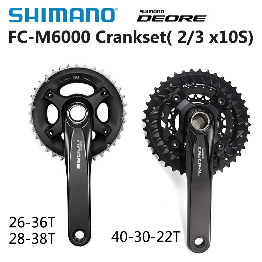 SHIMANO DEORE FC M6000 2x10 3x10-скоростной велосипед mtb шатун с BB52 Нижний Кронштейн 40-30-22T 26-36T 28-38T 170 мм запчасти для велосипеда