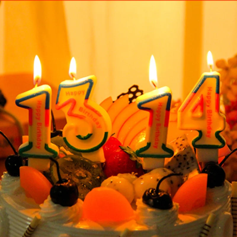 1 шт. милые цветные свечи с цифрами на день рождения для детей и взрослых 2 3 4 5 6 7 8 9 0