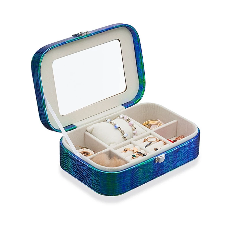 

Portable Travel Jewelry Display Organizer Case Necklace Storage Box with Mirror
