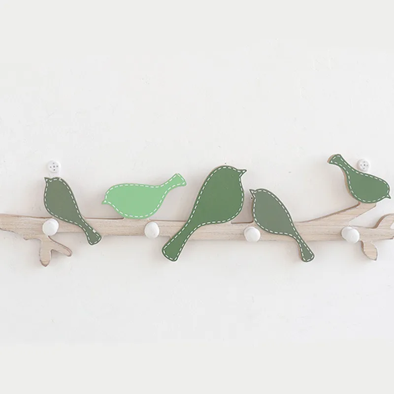 

New Wooden Bird Shaped Hook Creative Clothing Store Home Wall Coat Hooks Living Room Entrance Wall Key Hanger