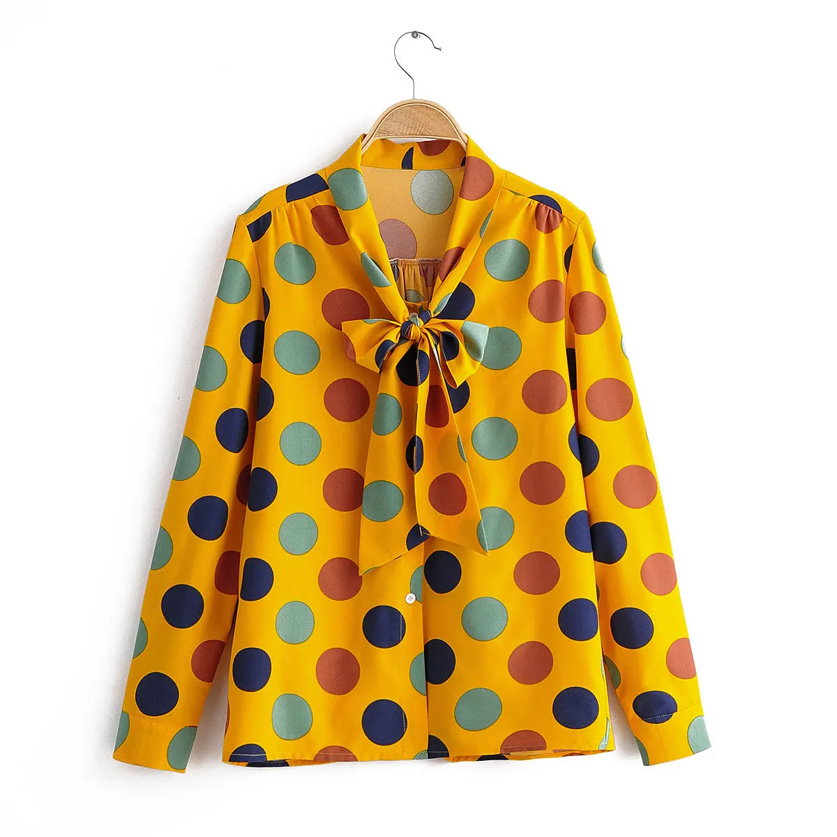 Женская офисная блузка с бантом на воротнике Весенняя Повседневная Блузка в