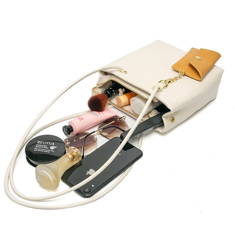 

Designer Shoulder Bags for Women Black White Ladies Purses and Handbags Set Simple High Quality Soft Leather Womens Bag Shopping