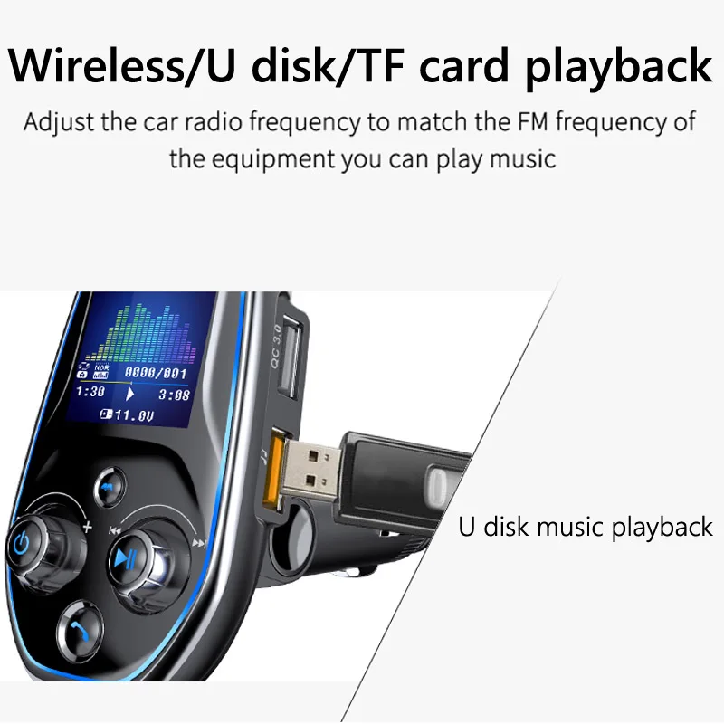 JaJaBor Car FM Transmitter MP3 Player AUX Audio Receiver QC3.0 Type C Fast Charging USB Charger Handsfree Bluetooth 5.0 Kit | Автомобили и