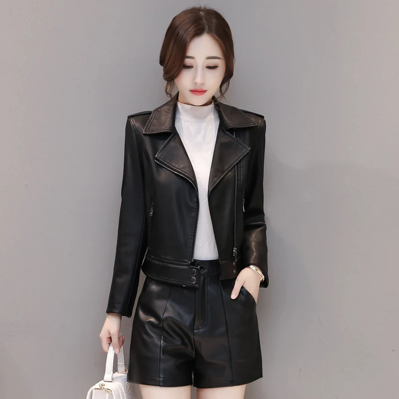 Черная кожаная куртка для женщин 2020 Осенняя зимняя верхняя одежда размера плюс